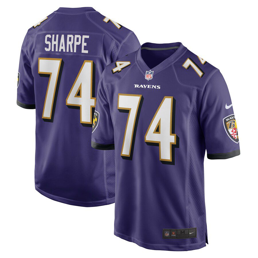 Men Baltimore Ravens #74 David Sharpe Nike Purple Game Player NFL Jersey